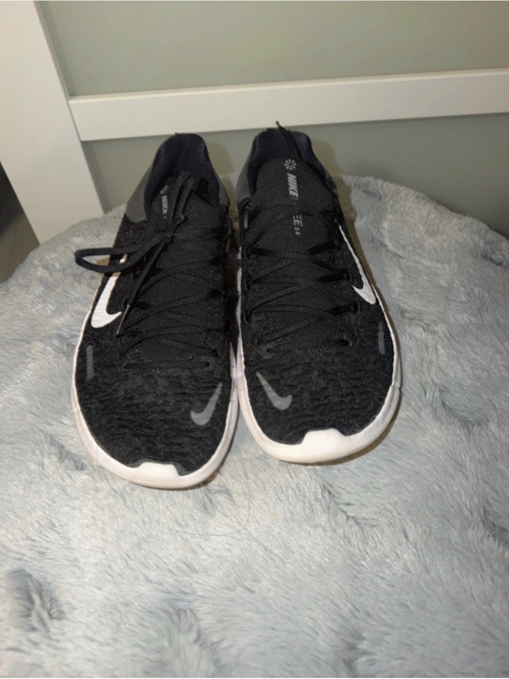 Nike Women’s Black Knit Training Sneakers with White Swoosh